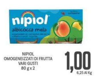 Supermercati Piccolo NIPIOL OMOGENEIZZATI DI FRUTTA VARI GUSTI 80 gx2 offerta