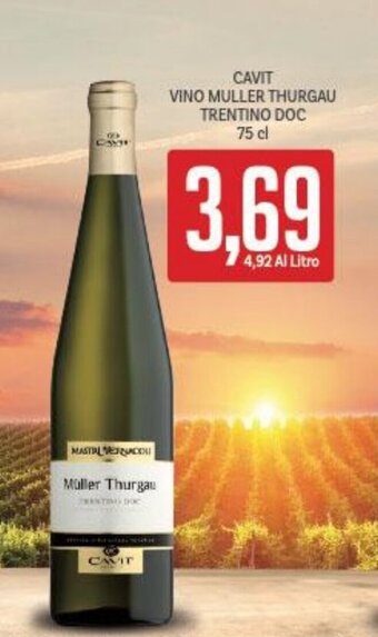 Supermercati Piccolo CAVIT VINO MULLER THURGAU TRENTINO DOC 75 cl offerta