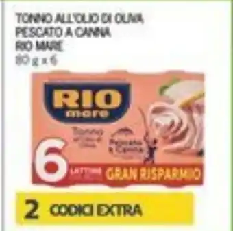 Iper Tosano TONNO ALL'OLIO DI OLMA PESCATO A CANNA RIO MARE 80 g x 6 offerta