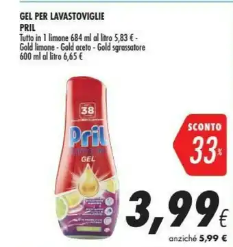 Coop Pril Gel Per Lavastoviglie Tutto In 1 Limone offerta