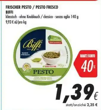 Coop Biffi Pesto Senza Aglio Con Basilico Genovese DOP 140 G(ml) offerta