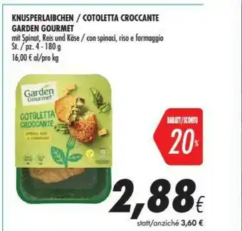 Coop Garden gourmet Cotoletta Croccante Con Spinaci, Riso E Formaggio 180 G(ml) offerta