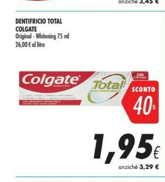 Coop Colgate Total Original Toothpaste Dentifricio Antiplacca 20 Ml offerta