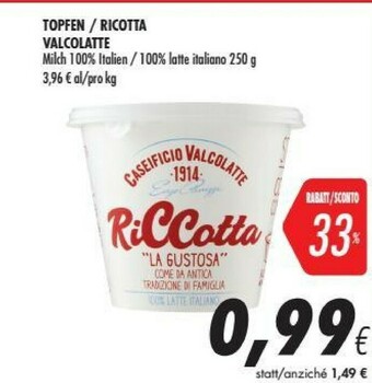 Coop Caseificio Valcolatte - Riccotta 250 g(ml) offerta