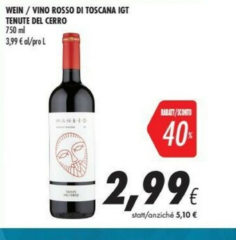 Coop Tenute del cerro Vino Rosso Di Toscana Igt offerta