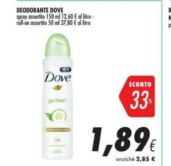 Coop Dove Go Fresh Donna Deodorante Spray 150 Ml offerta