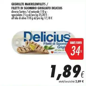 Coop Delicius Filetti Di Sgombro Grigliato offerta