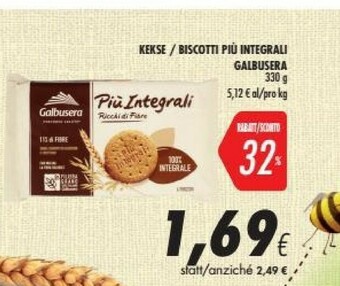 Galbusera Più Integrali Frollino 100% Integrale Con Grani Antichi 330 G(ml)