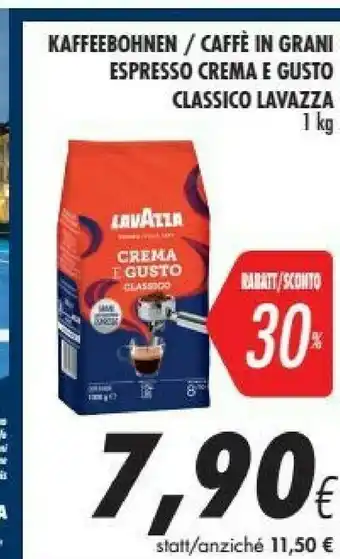 Coop Lavazza Caffe In Grani Espresso Crema E Gusto Classico offerta