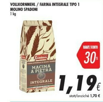 Coop Molino spadoni Farina Integrale Di Grano Tenero Macina A Pietra Integrale 1000 G(ml) offerta