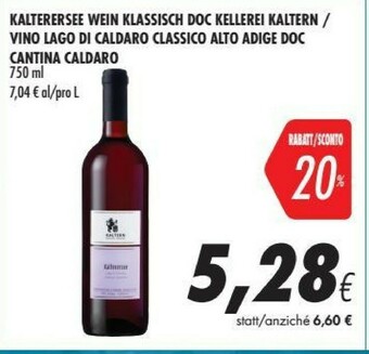 Coop Cantina Caldaro Vino Lago Di Caldaro Classico Alto Adige Doc offerta