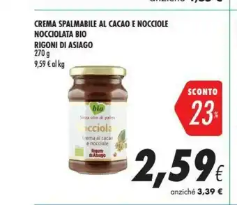 Coop Rigoni Di Asiago Nocciolata Senza Latte Crema Di Cacao E Nocciole Biologica 270 G(ml) offerta