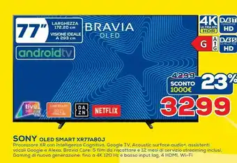 Euronics Sony Oled Smart Xr7a80j offerta