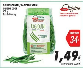 Coop Origine Coop Fagiolini Verdi offerta
