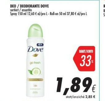 Coop Dove Go Fresh Donna Deodorante Spray 150 Ml offerta