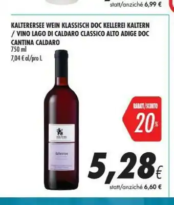 Coop Cantina Caldaro Vino Lago Di Caldaro Classico Alto Adige Doc offerta