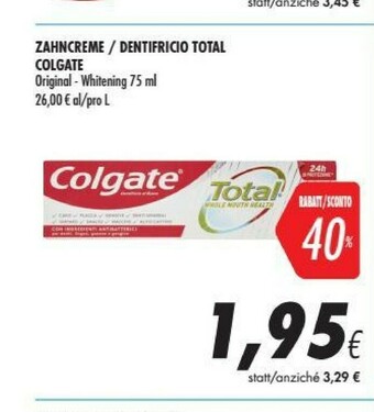 Coop Colgate Total Original Toothpaste Dentifricio Antiplacca 20 Ml offerta