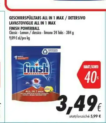 Coop Finish Detersivo Lavastoviglie All In I Max Powerball offerta