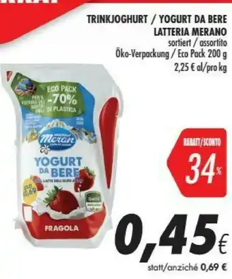 Coop Latteria Merano Yogurt Da Bere Alla Fragola offerta