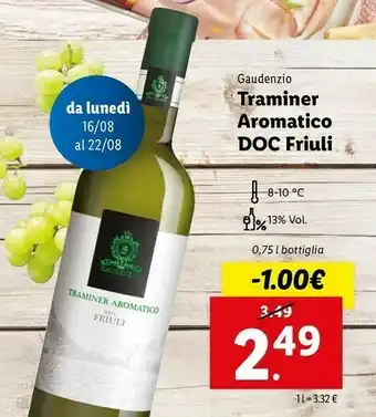 Lidl San gaudenzio Traminer Aromatico DOC Friuli offerta