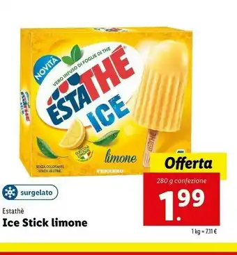 Lidl Estathé Estathe Ice Stick Limone offerta