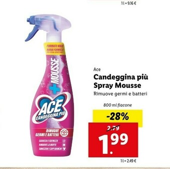 Lidl Ace Candeggina Piu Spray Mousse offerta