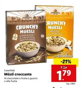 Lidl Crownfield Mmusli Croccante offerta