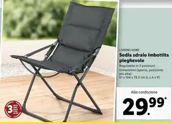 Lidl Livarno Home Sedia Sdraio Imbottita Pieghevole offerta