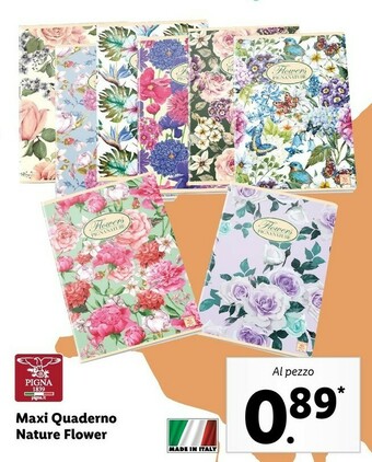Lidl Pigna Maxi Quaderno Nature Flower offerta
