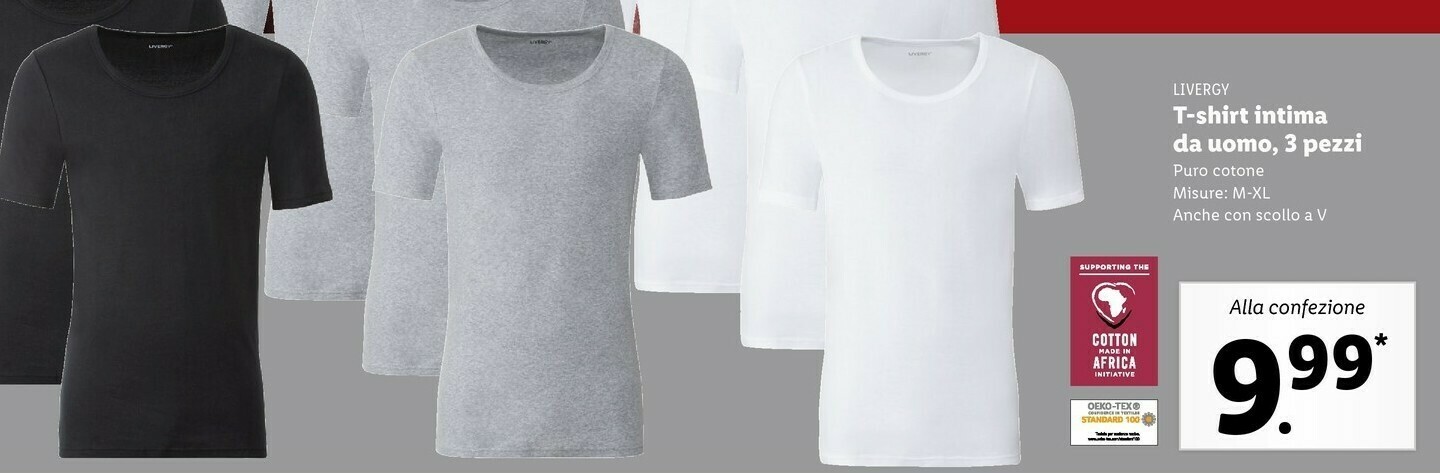 Livergy T-shirt Intima Da Uomo offerta di Lidl