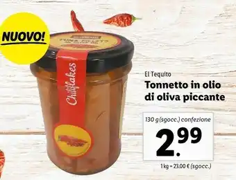 Lidl El tequito Tonnetto In Olio Di Oliva Piccante offerta