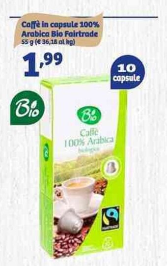 In'S Mercato Caffè in capsule 100% Arabica Bio Fairtrade 55 g offerta
