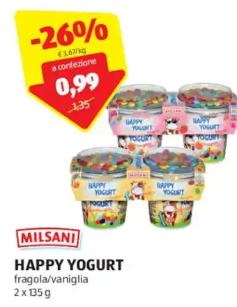 ALDI MILSANI HAPPY YOGURT 2 x 135 g offerta