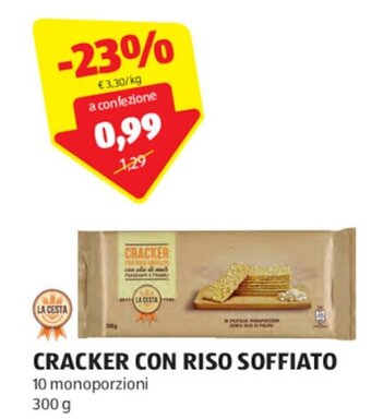 ALDI LA CESTA CRACKER CON RISO SOFFIATO 10 monoporzioni 300 g offerta