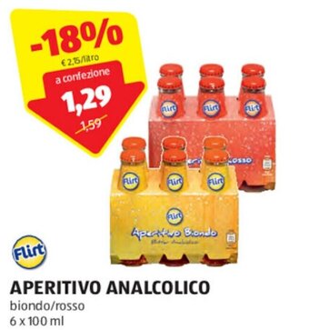 ALDI Flirt APERITIVO ANALCOLICO biondo/rosso 6 x 100 ml offerta