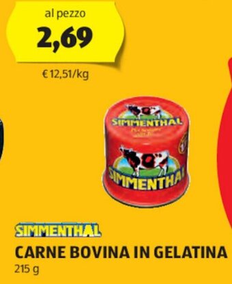 ALDI SIMMENTHAL CARNE BOVINA IN GELATINA 215 g offerta