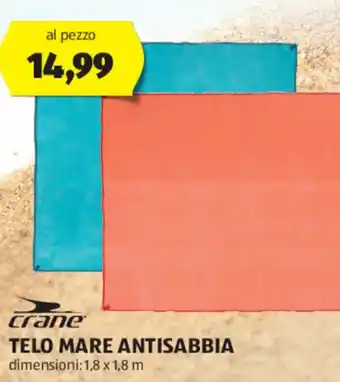 ALDI crane TELO MARE ANTISABBIA 1,8 x 1,8 m offerta