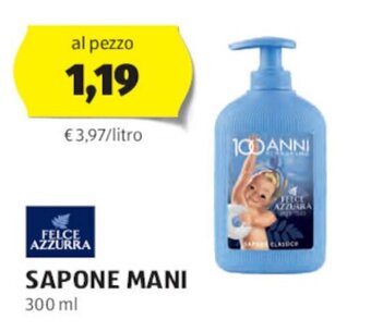 ALDI FELCE AZZURRA SAPONE MANI 300 ml offerta