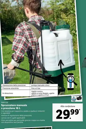 Lidl Parkside Spruzzatore Manuale A Pressione offerta