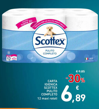 Spazio Conad CARTA IGIENICA SCOTTEX PULITO COMPLETO 12 maxi rotoli offerta