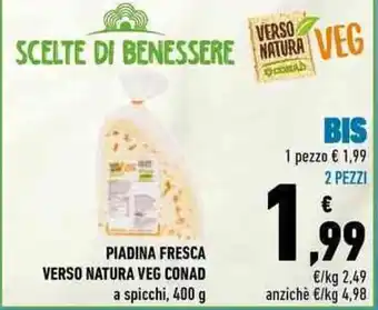 Conad PIADINA FRESCA VERSO NATURA VEG CONAD 400 g offerta