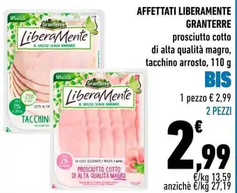 Conad AFFETTATI LIBERAMENTE GRANTERRE 110 g 2 pezzi offerta