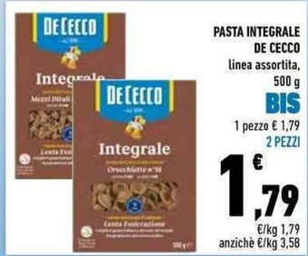 Conad PASTA INTEGRALE DE CECCO 500 g offerta