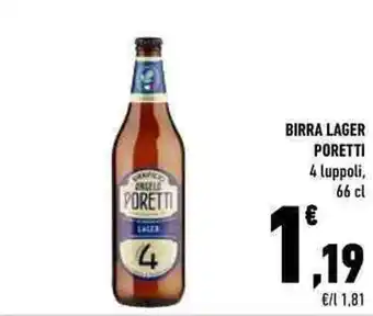 Conad BIRRA LAGER PORETTI 4 luppoli, 66 cl offerta