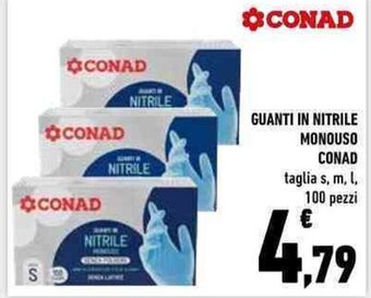 GUANTI IN NITRILE MONOUSO CONAD s, m, l, 100 pezzi
