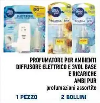 Conad PROFUMATORE PER AMBIENTI DIFFUSORE ELETTRICO E 3VOL BASE E RICARICHE AMBI PUR profumazioni assortite offerta