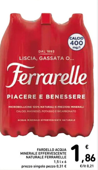Spazio Conad FARDELLO ACQUA MINERALE EFFERVESCENTE NATURALE FERRARELLE 1,5 l x 6 offerta