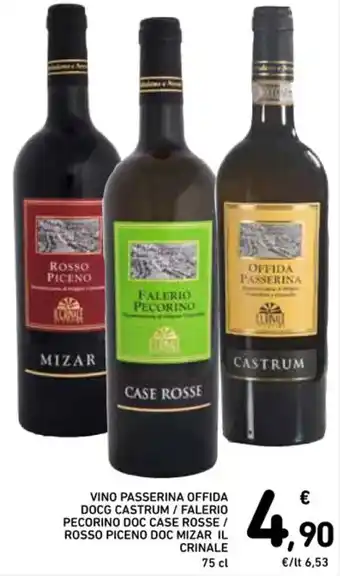 Spazio Conad VINO PASSERINA OFFIDA DOCG CASTRUM / FALERIO PECORINO DOC CASE ROSSE / ROSSO PICENO DOC MIZAR IL CRINALE 75 cl offerta