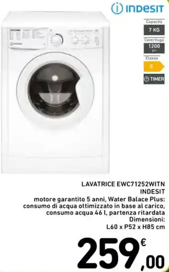 LAVATRICE EWC71252WITN INDESIT L60 x P52 x H85 cm