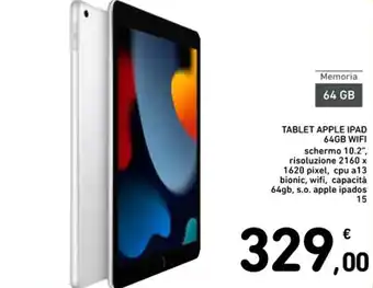 Spazio Conad TABLET APPLE IPAD 64GB WIFI offerta